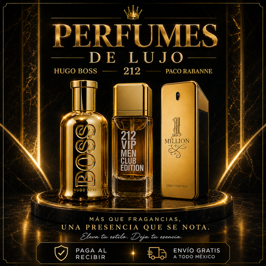 Set de 3 Perfumes de Lujo Masculinos | 1 Million + 212 VIP Men + Boss Bottled