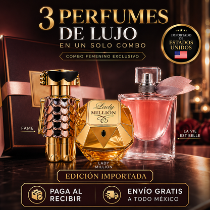 Set de 3 Perfumes de Lujo Femininos | Lady Million + La Vie Est Belle + Fame