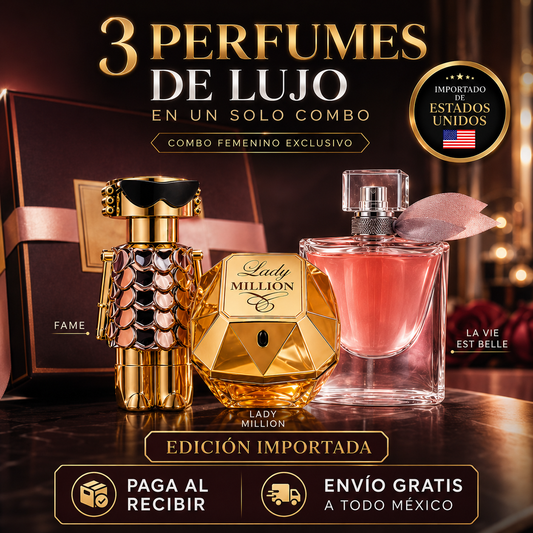 Set de 3 Perfumes de Lujo Femininos | Lady Million + La Vie Est Belle + Fame