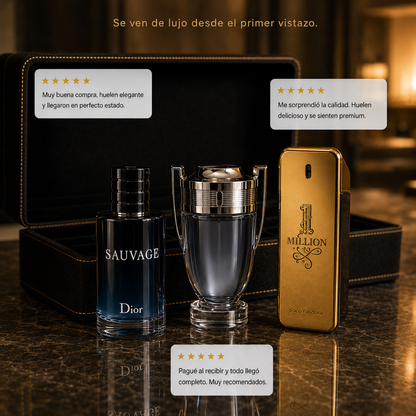 Set de 3 Perfumes de Lujo Masculinos | 1 Million + Invictus + Sauvage