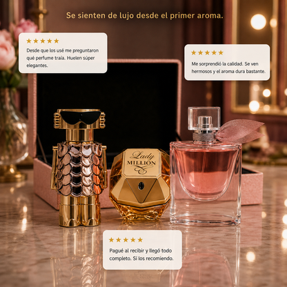Set de 3 Perfumes de Lujo Femininos | Lady Million + La Vie Est Belle + Fame