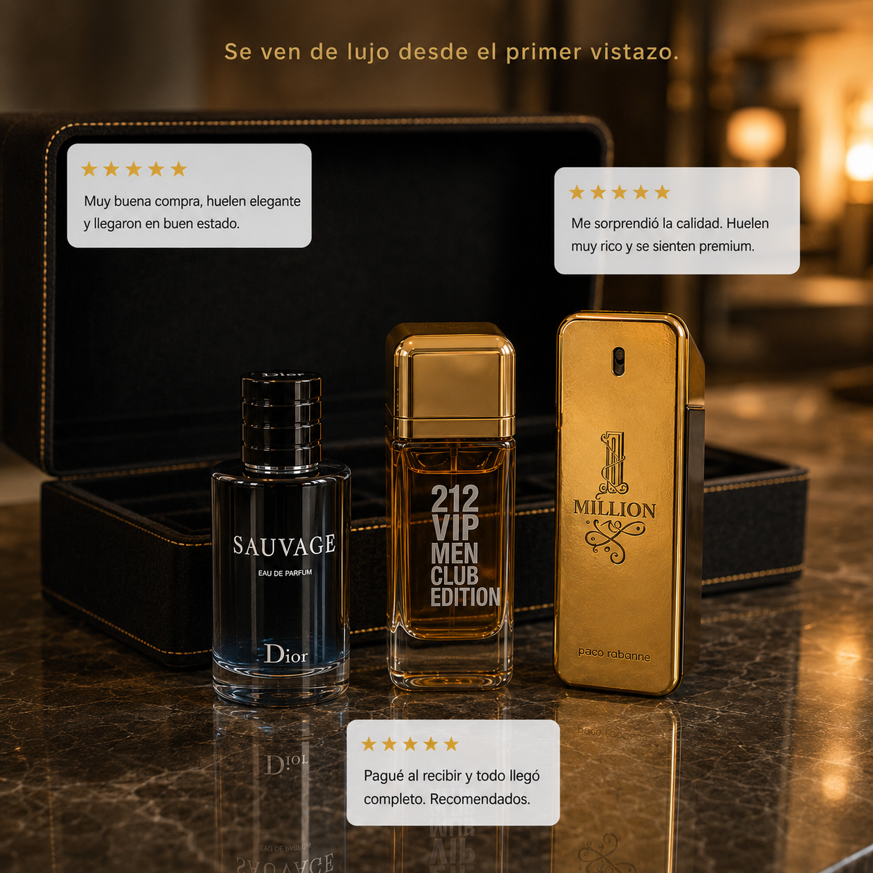 Set de 3 Perfumes de Lujo Masculinos | 1 Million + 2I2 VIP Men + Sauvage