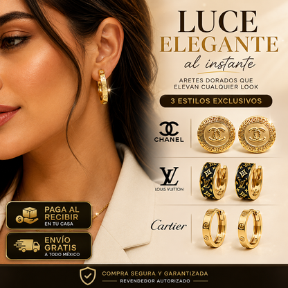 Kit de Aretes Dorados de Lujo 3 en 1