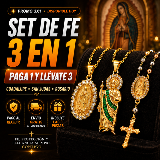 Cadena de Fe con Dije de Oro 18K – Paga 1, Llévate 3