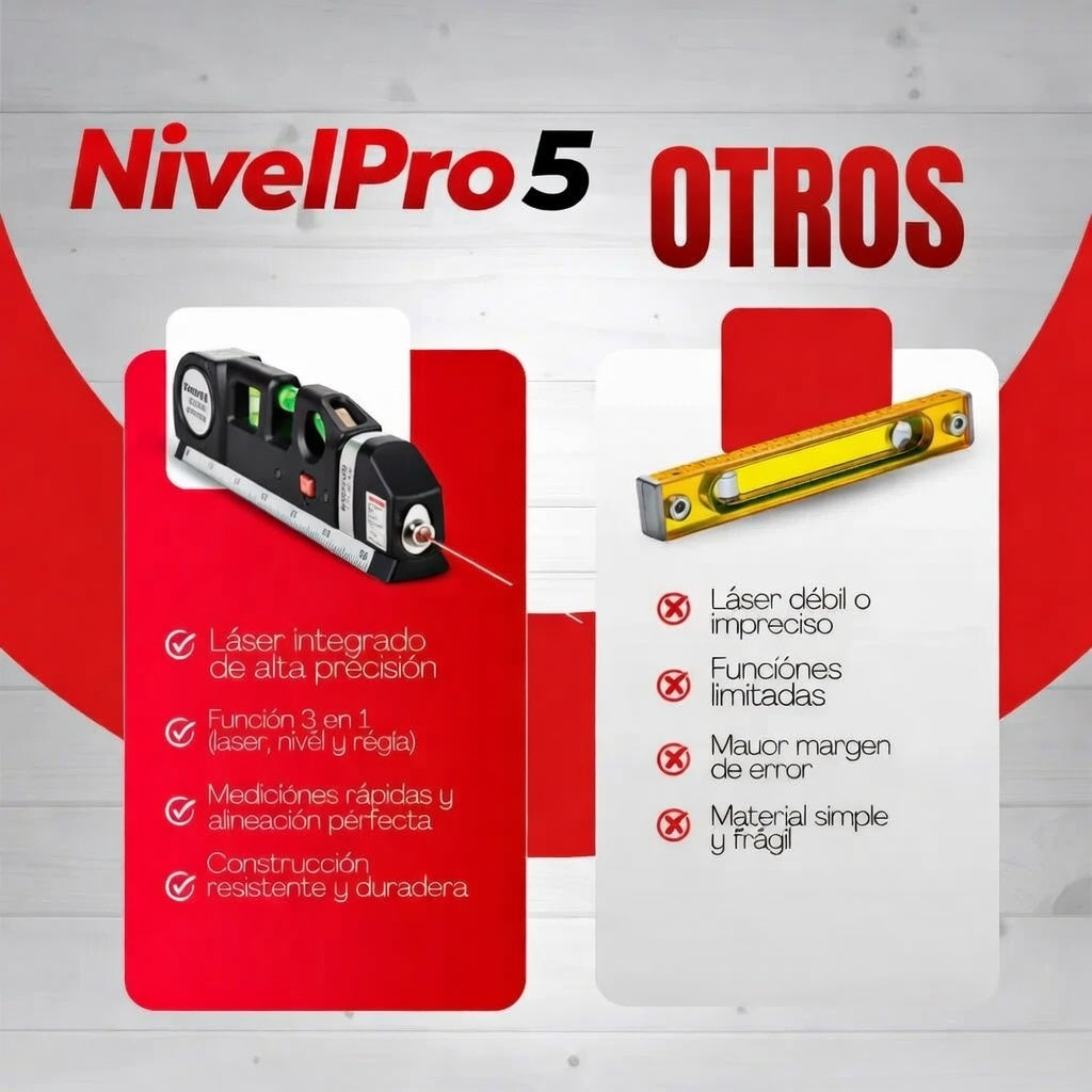 NivelPro Pro 5™ | Nivel Láser Profesional 2.5m