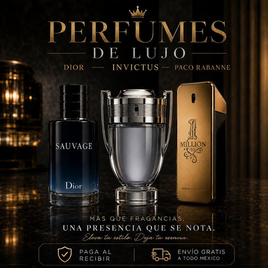 Set de 3 Perfumes de Lujo Masculinos | 1 Million + Invictus + Sauvage