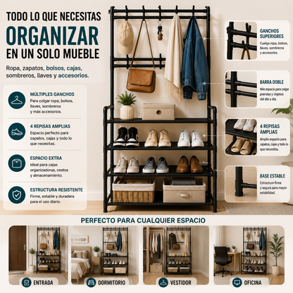 OrdenaMax™ Perchero Closet Multifuncional 4 Niveles