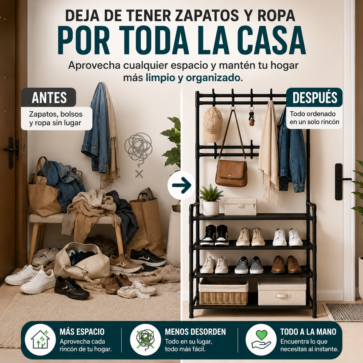 OrdenaMax™ Perchero Closet Multifuncional 4 Niveles